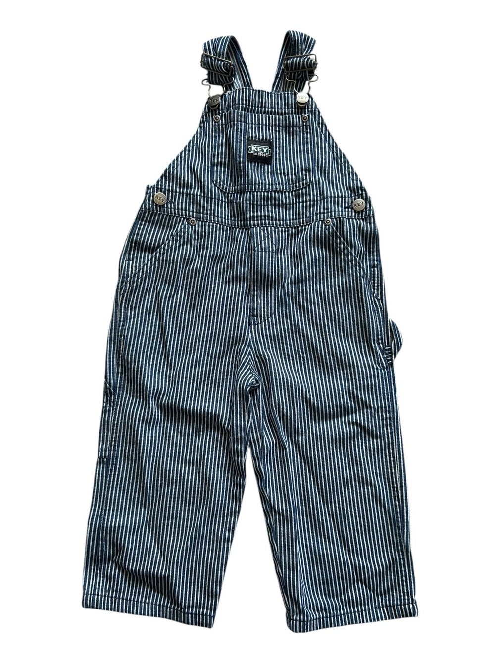 Key Unisex Train Conductor Stripped 100% Cotton Overalls Kids 3T boy girl